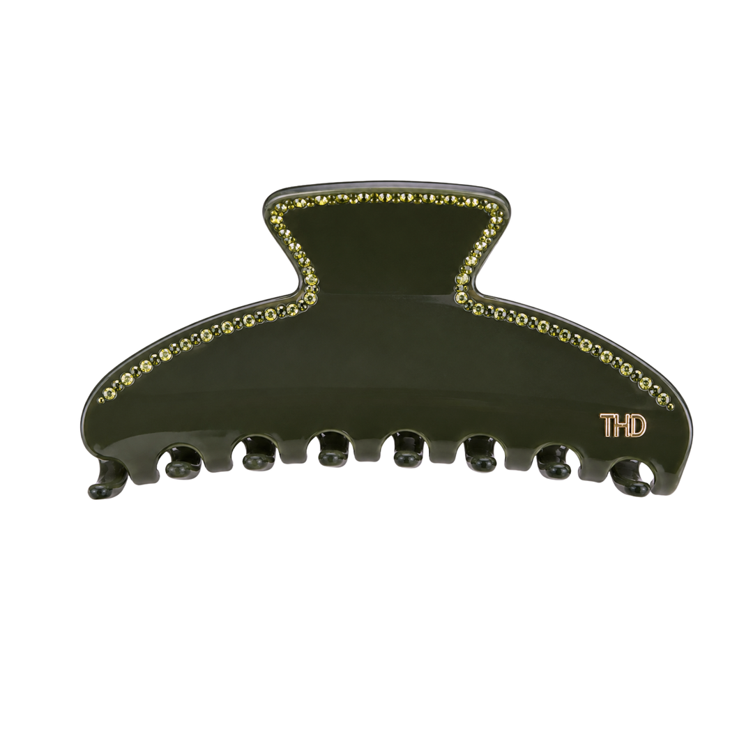 WS Mary Acetate Oversized Hair Claw with Crystals - Bistro Green - Hero