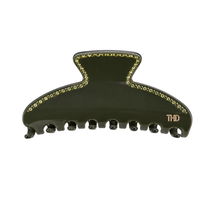 WS Mary Acetate Oversized Hair Claw with Crystals - Bistro Green - Hero