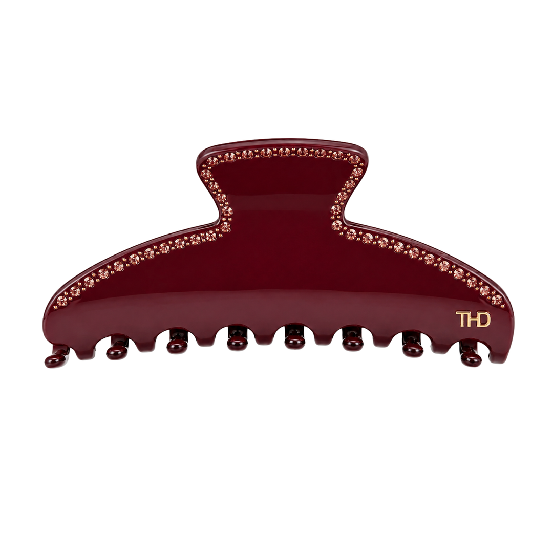 WS Mary Acetate Oversized Hair Claw with Crystals - Wine - Hero