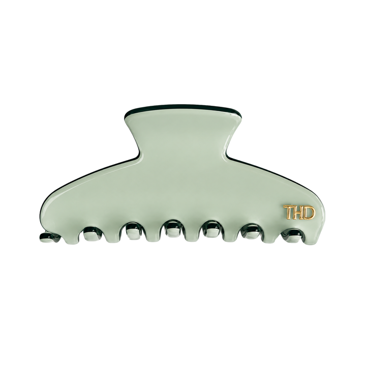 WS Cellulose Acetate Medium Hair Claw Trim - Green Ash & Black Trim