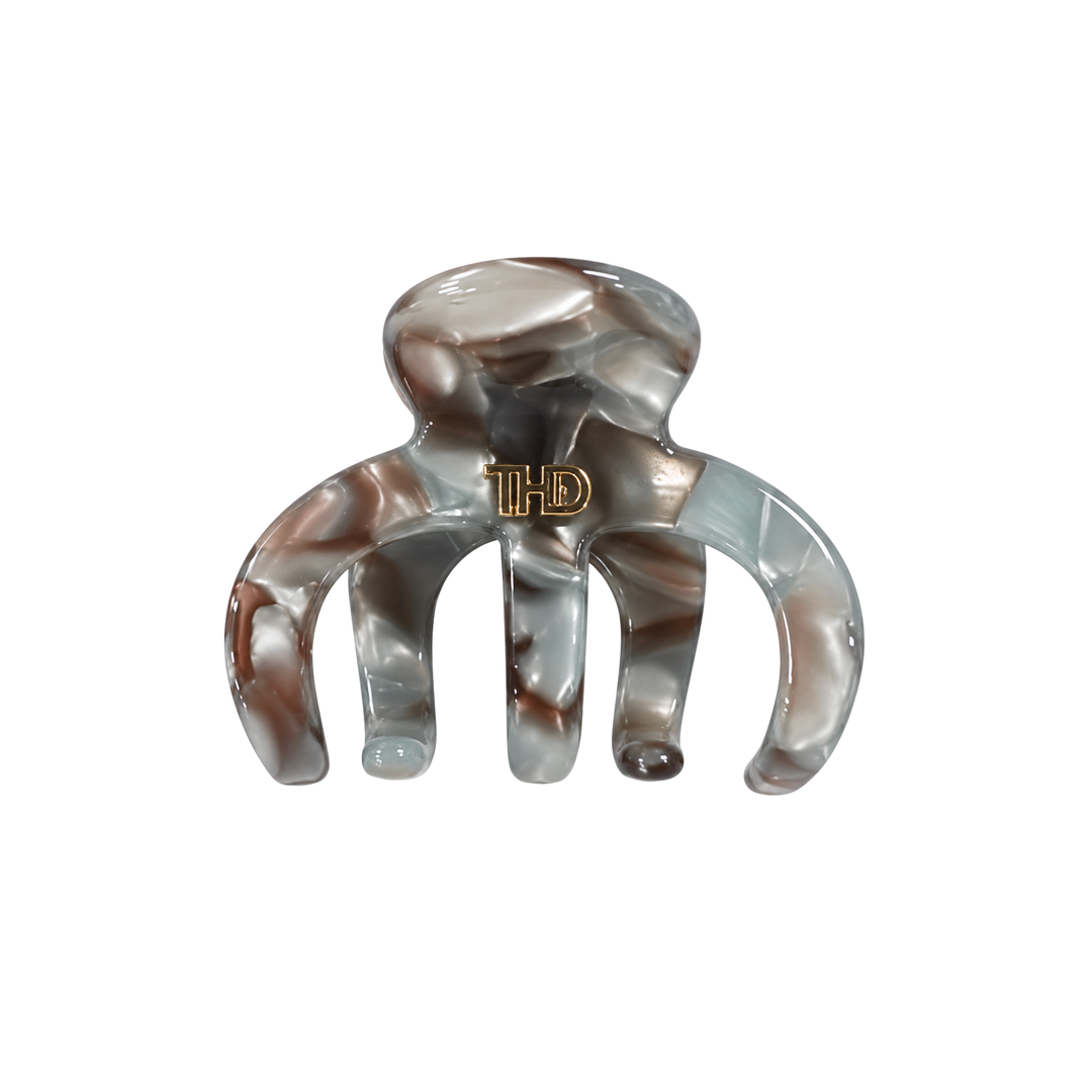WS Cellulose Acetate Octopus Medium Hair Claw Marble - Silver - Hero