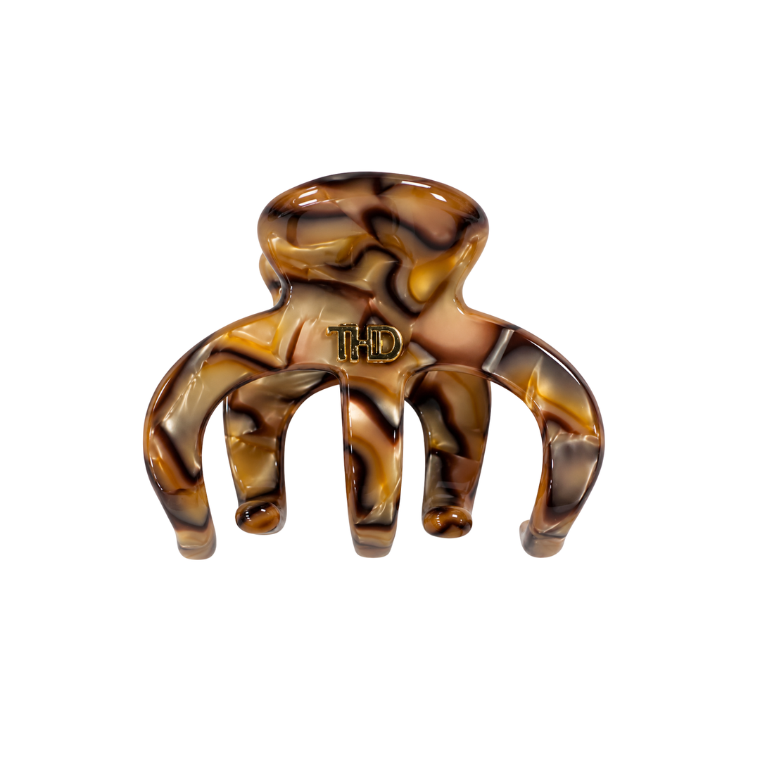 WS Cellulose Acetate Octopus Medium Hair Claw Marble - Gold - Hero