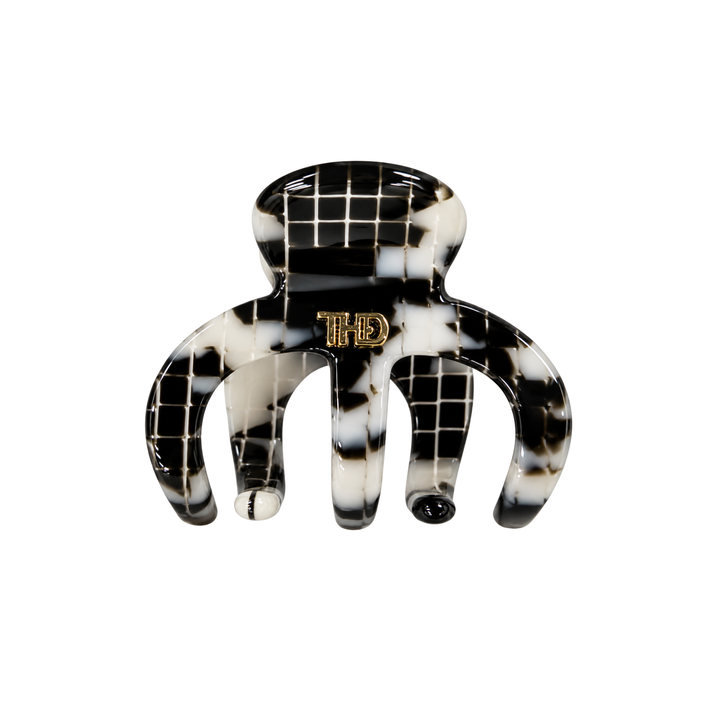 Cellulose Acetate Octopus Medium Hair Claw Pattern - Monochrome