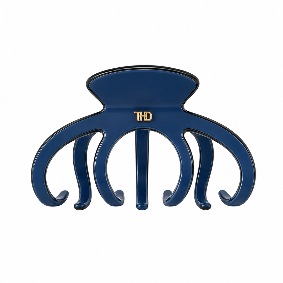 WS Cellulose Acetate Octopus Oversized Hair Claw Trim - Navy - Hero