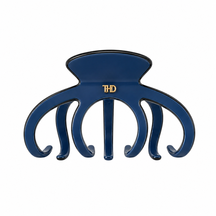 WS Cellulose Acetate Octopus Oversized Hair Claw Trim - Navy - Hero