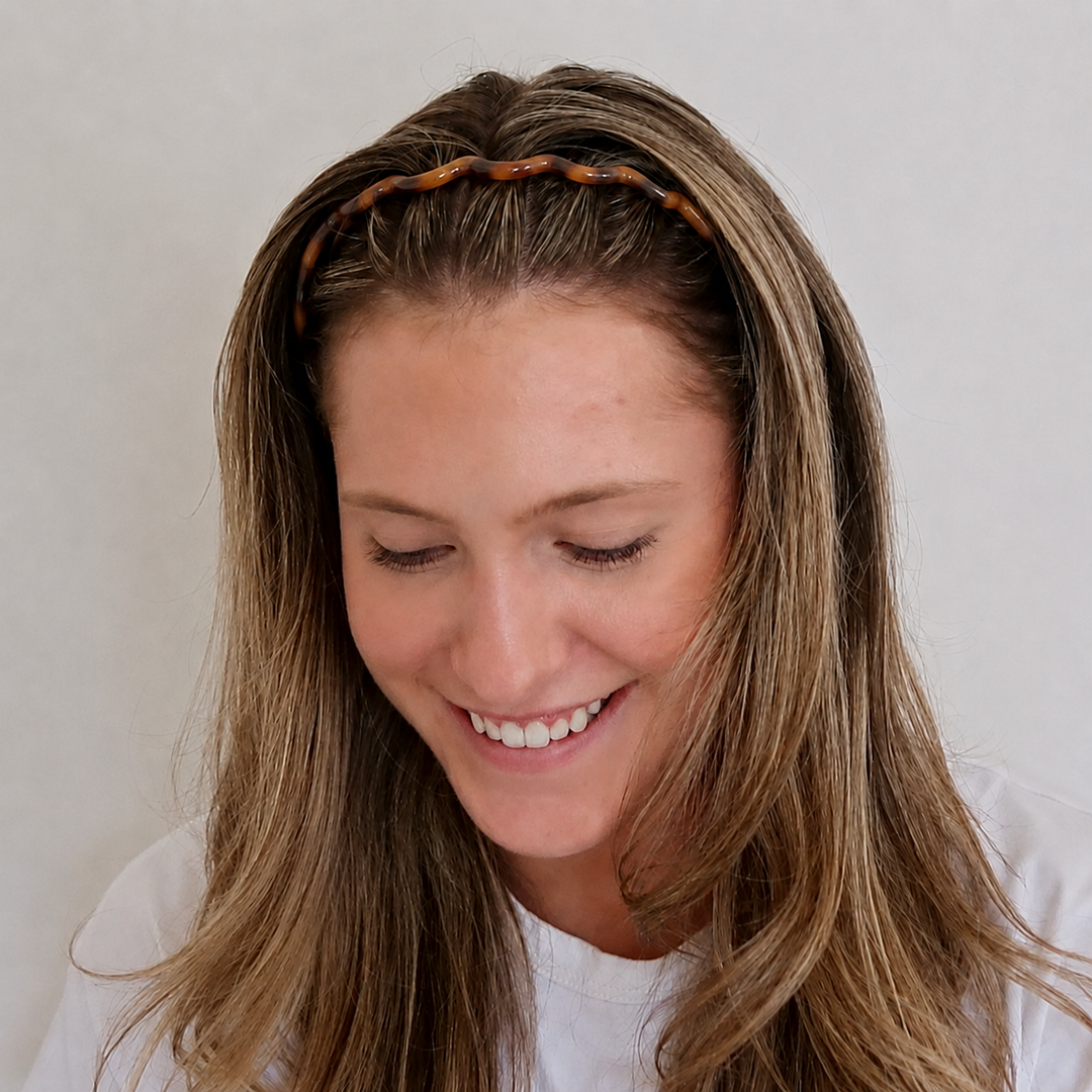 WS Cellulose Acetate Ondine Headband - Classic Brown - Image 1