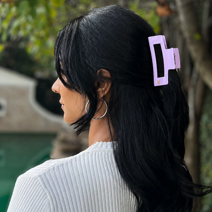 WS Cellulose Acetate Oversized Rectangle Hair Claw - Digital Purple - Image 1