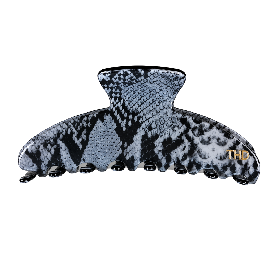 WS Cellulose Acetate Oversized Hair Claw Pattern - Snake Grey