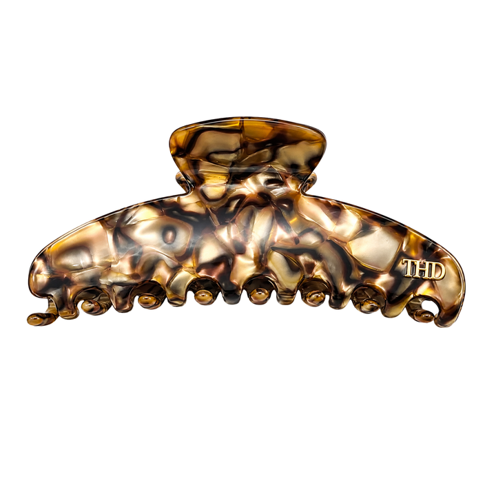 Cellulose Acetate Oversized Hair Claw Marble - Gold