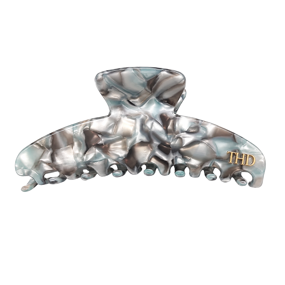Cellulose Acetate Oversized Hair Claw Marble - Silver - Hero