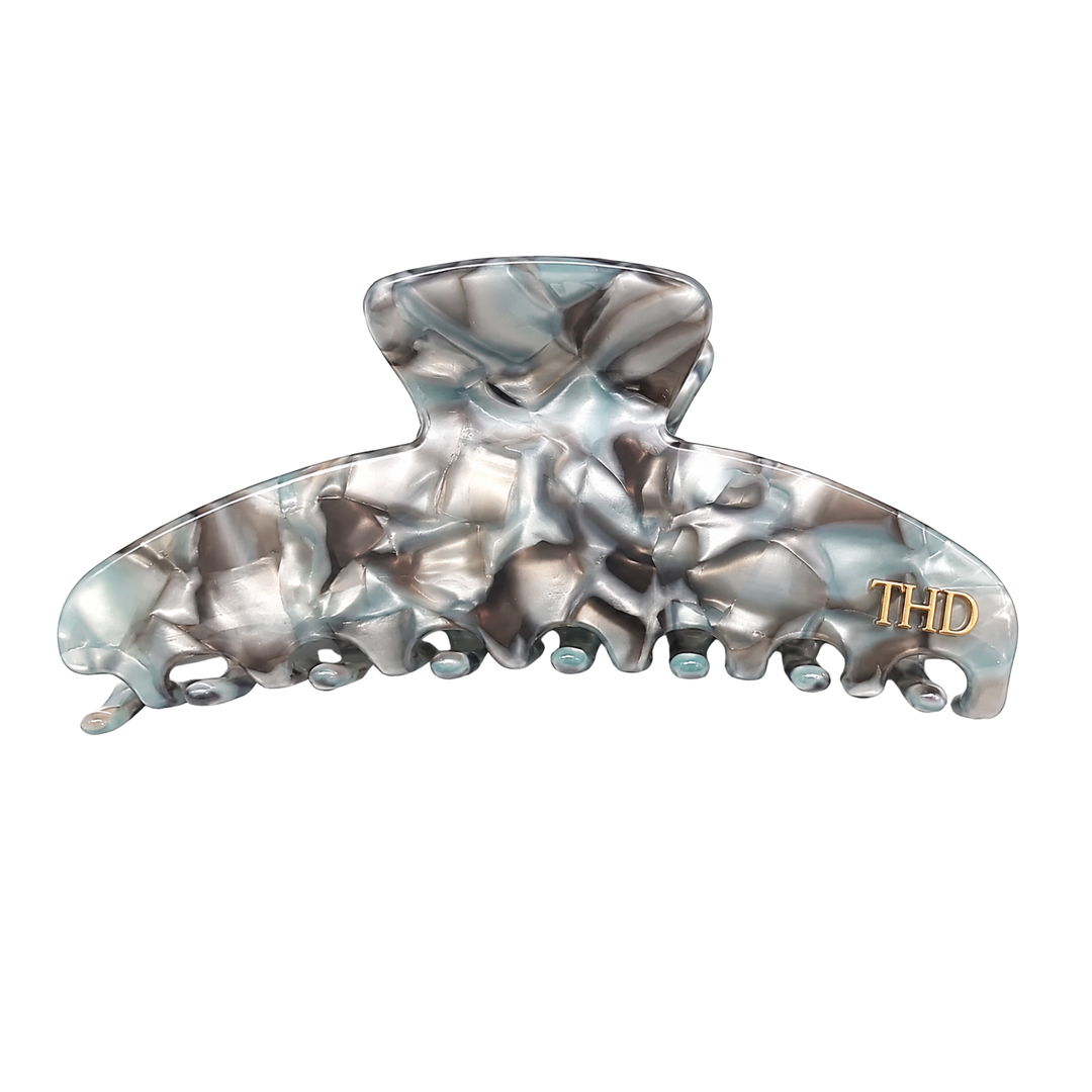 Cellulose Acetate Oversized Hair Claw Marble - Silver - Hero