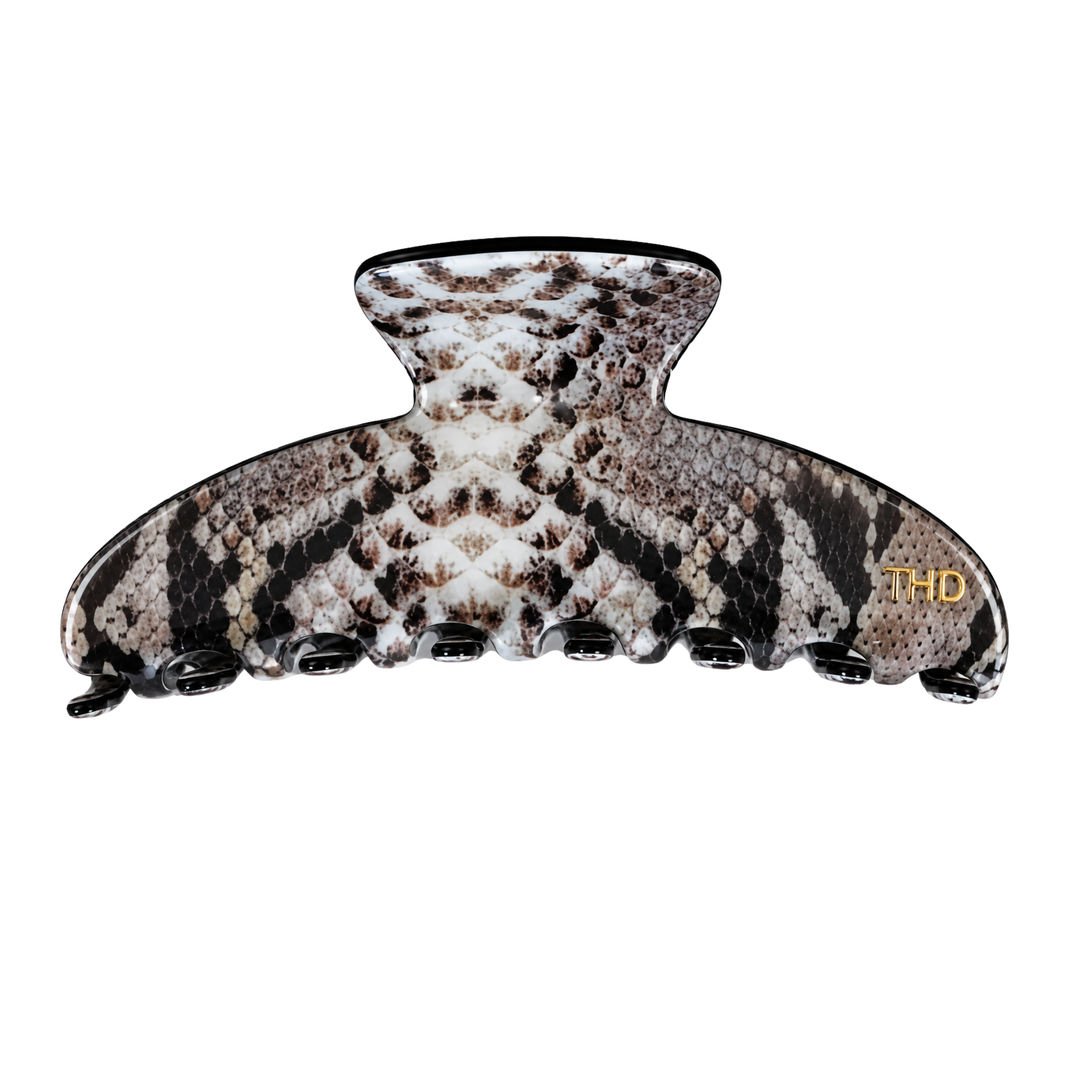 WS Cellulose Acetate Oversized Hair Claw Pattern - Snake Brown