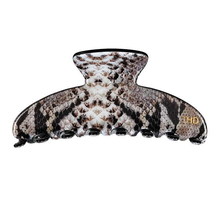 WS Cellulose Acetate Oversized Hair Claw Pattern - Snake Brown