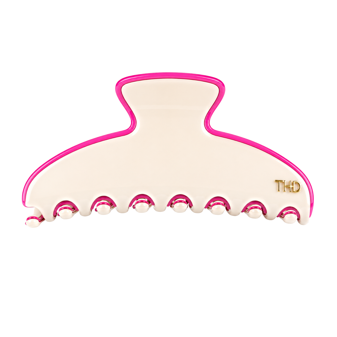 Cellulose Acetate Oversized Hair Claw Vanilla Trim - Viva Magenta - Hero