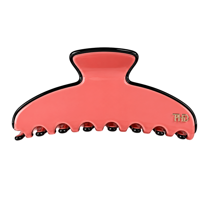 WS Cellulose Acetate Oversized Hair Claw Trim - Coral