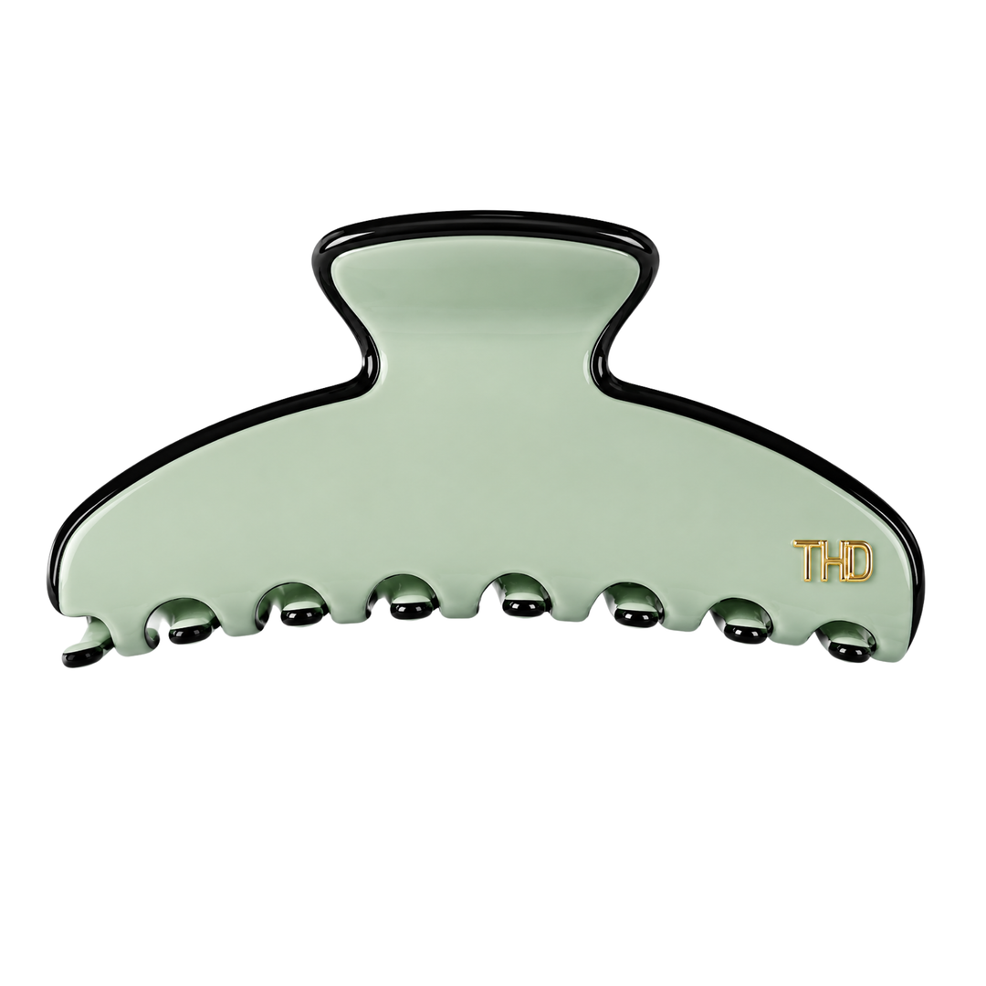 WS Cellulose Acetate Oversized Hair Claw Trim - Green Ash - Hero