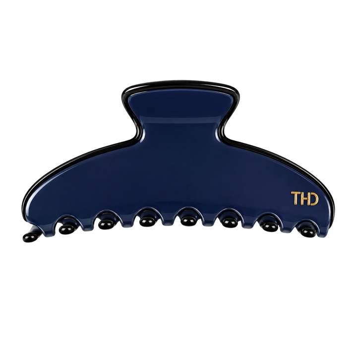 WS Cellulose Acetate Oversized Hair Claw Trim - Navy and Black