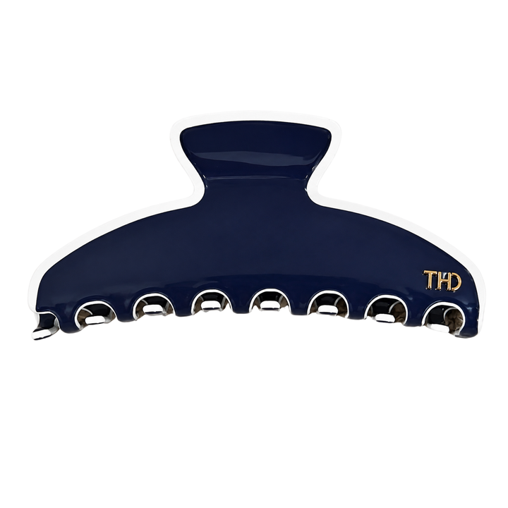 WS Cellulose Acetate Oversized Hair Claw Trim - Navy and White