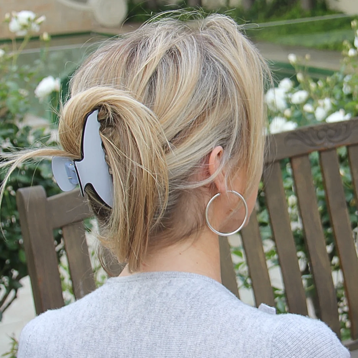 Cellulose Acetate Oversized Hair Claw Trim - French Grey - Image 1