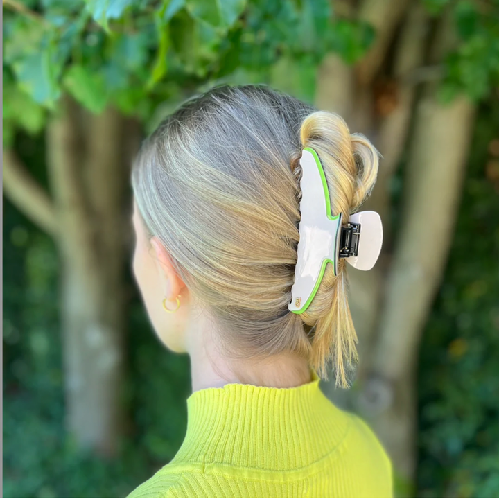 Cellulose Acetate Oversized Hair Claw Vanilla Trim - Lovebird - Image 1