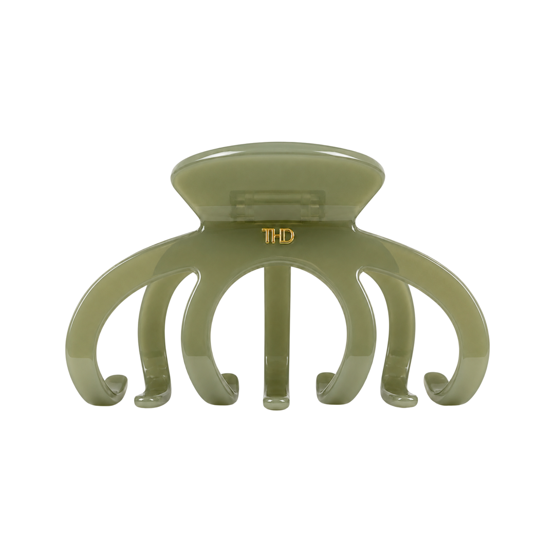 WS Cellulose Acetate Octopus Oversized Hair Claw Block Colour - Sage - Hero