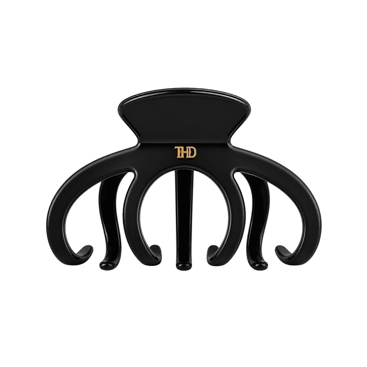 WS Cellulose Acetate Octopus Oversized Hair Claw Trim - Black - Hero