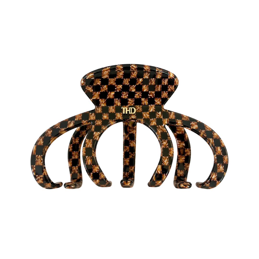 WS Cellulose Acetate Octopus Oversized Hair Claw Check - Copper - Hero