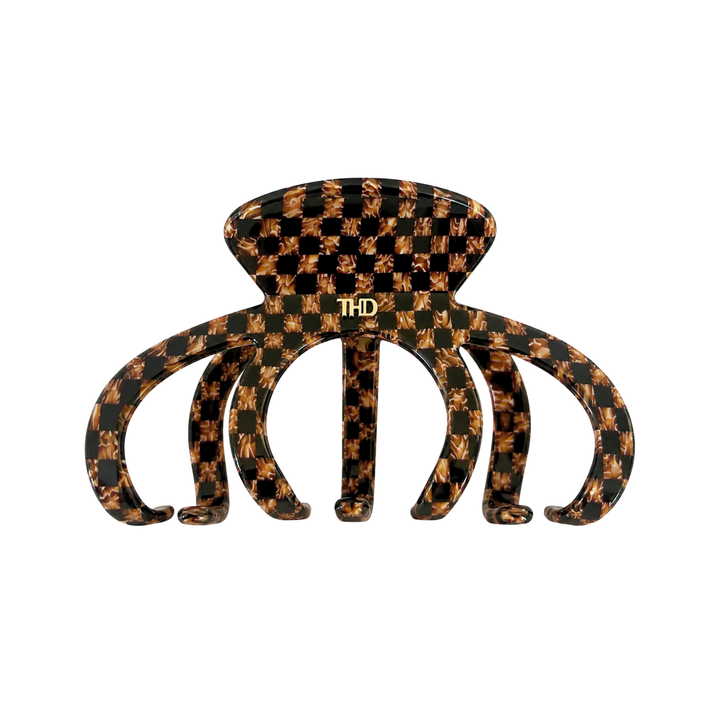WS Cellulose Acetate Octopus Oversized Hair Claw Check - Copper - Hero