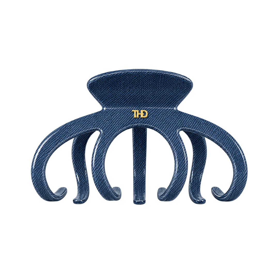 WS Cellulose Acetate Octopus Oversized Hair Claw Trim - Denim - Hero