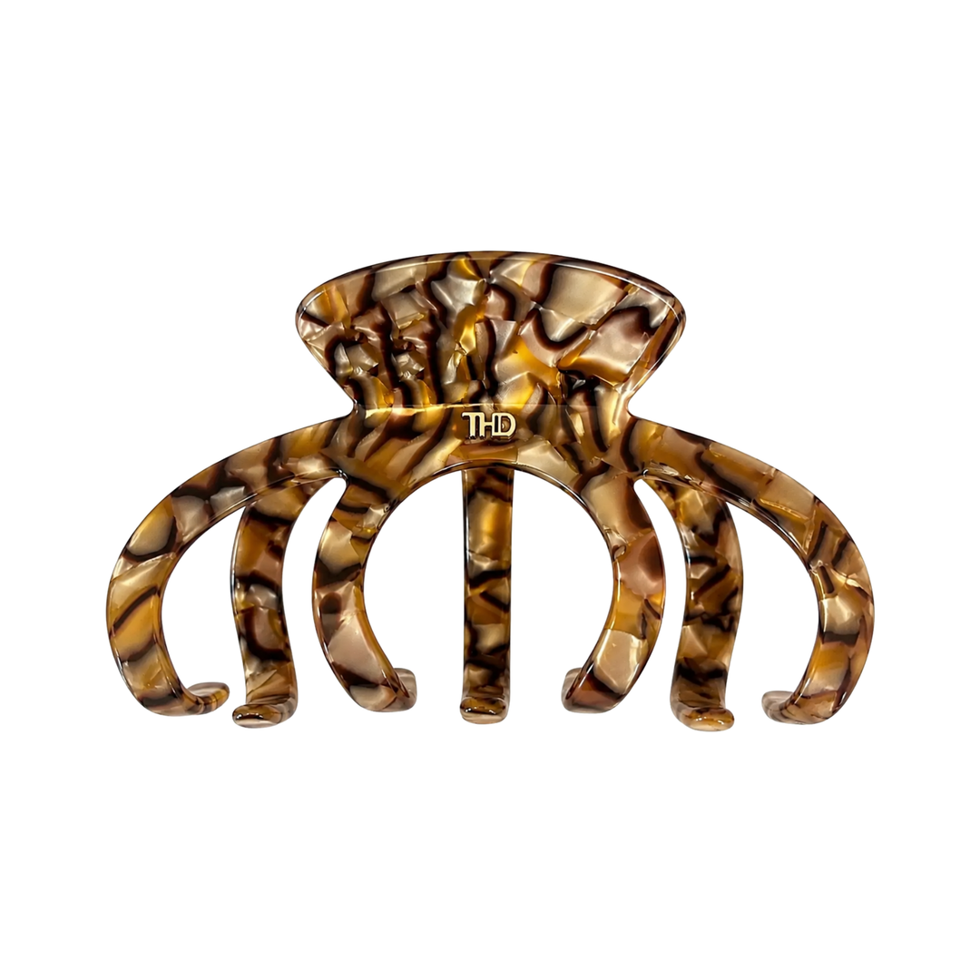 WS Cellulose Acetate Octopus Oversized Hair Claw Marble - Gold - Hero