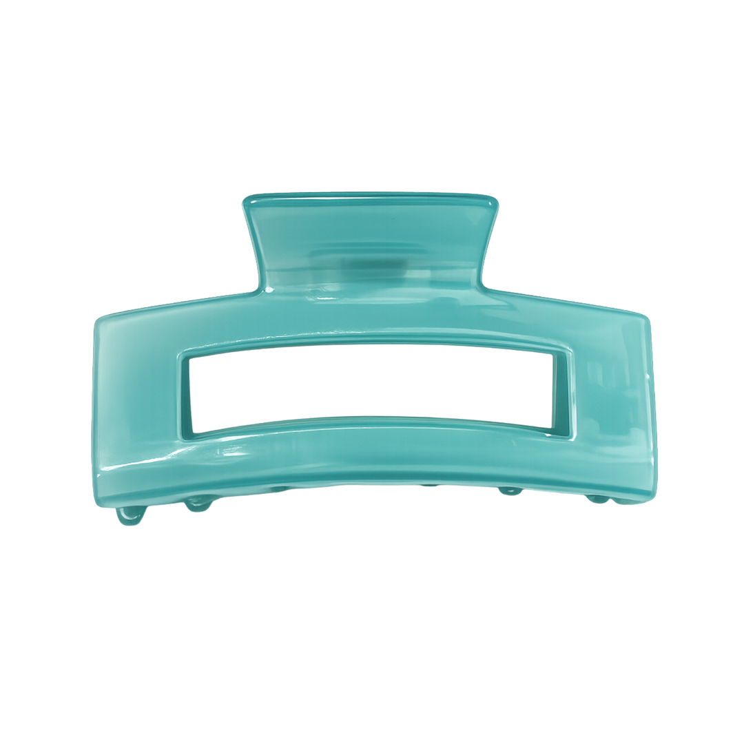 WS Cellulose Acetate Oversized Rectangle Hair Claw - Harbour Blue - Hero