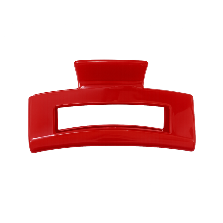WS Cellulose Acetate Oversized Rectangle Hair Claw - Luscious Red - Hero