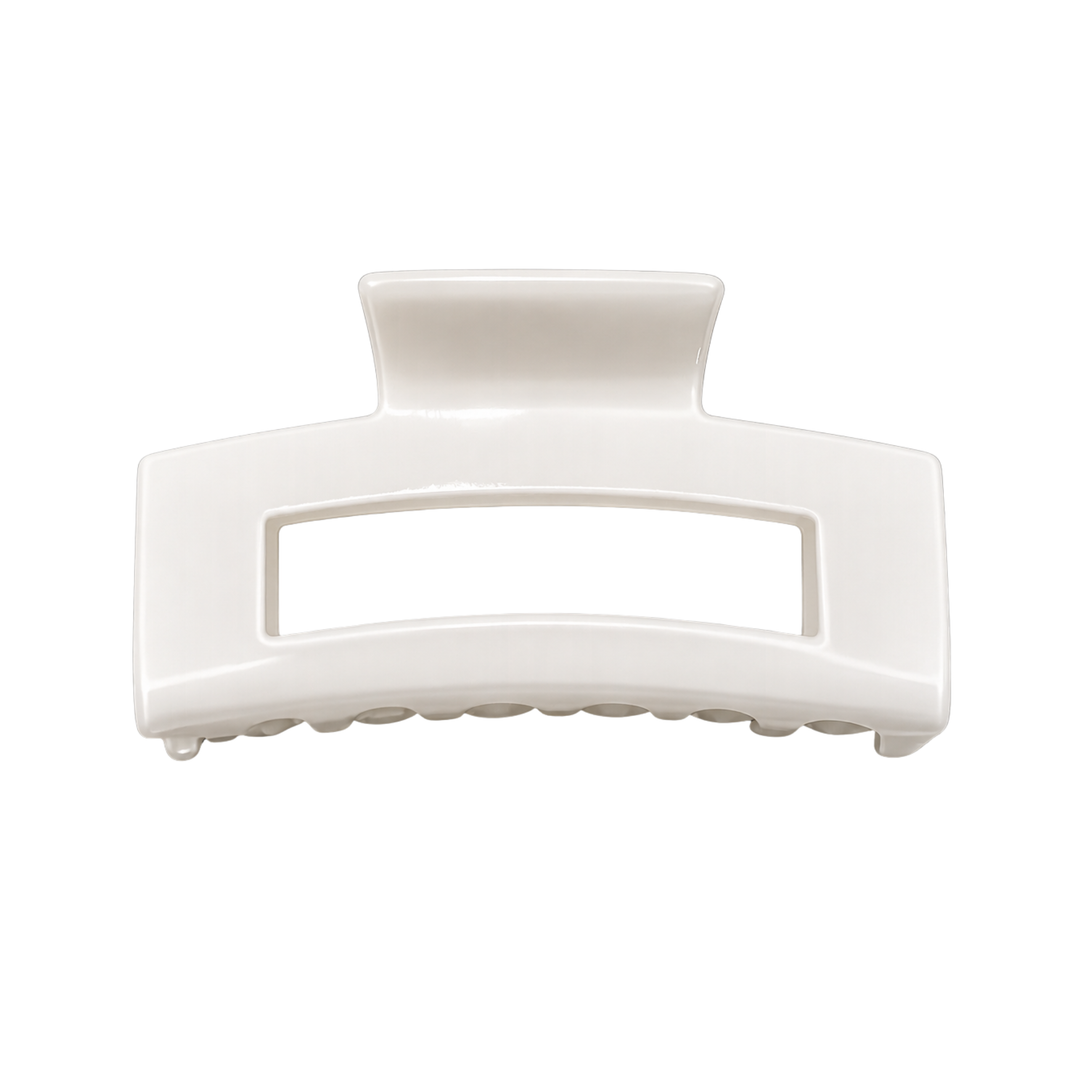 WS Cellulose Acetate Oversized Rectangle Hair Claw - White - Hero