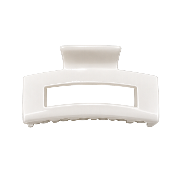 WS Cellulose Acetate Oversized Rectangle Hair Claw - White - Hero