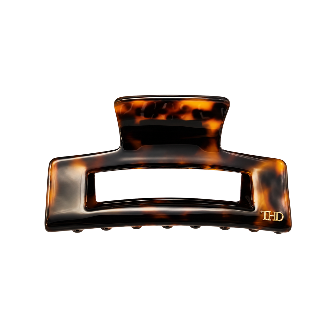 Cellulose Acetate Rectangle Large Hair Claw Tortoise - Dark Tortoise