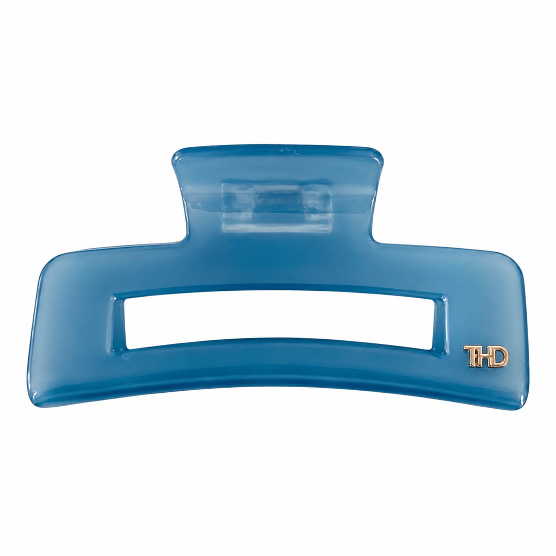 WS Cellulose Acetate Rectangle Hair Claw Large Block - Blue Perennial - Hero