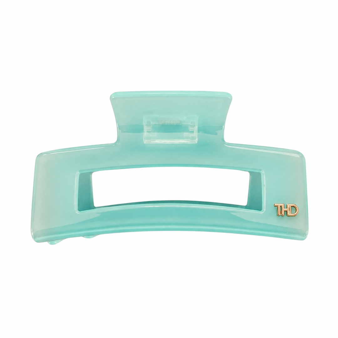 WS Cellulose Acetate Rectangle Hair Claw Large Block - Harbour Blue - Hero