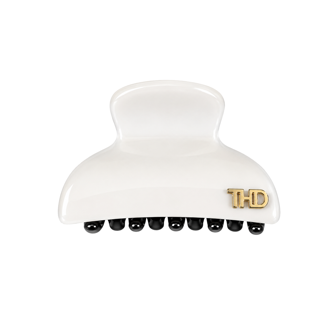 WS Acetate Hair Claw Small with Crystals - White - Hero