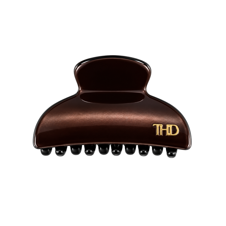 WS Acetate Hair Claw Small with Crystals Trim - Brown - Hero