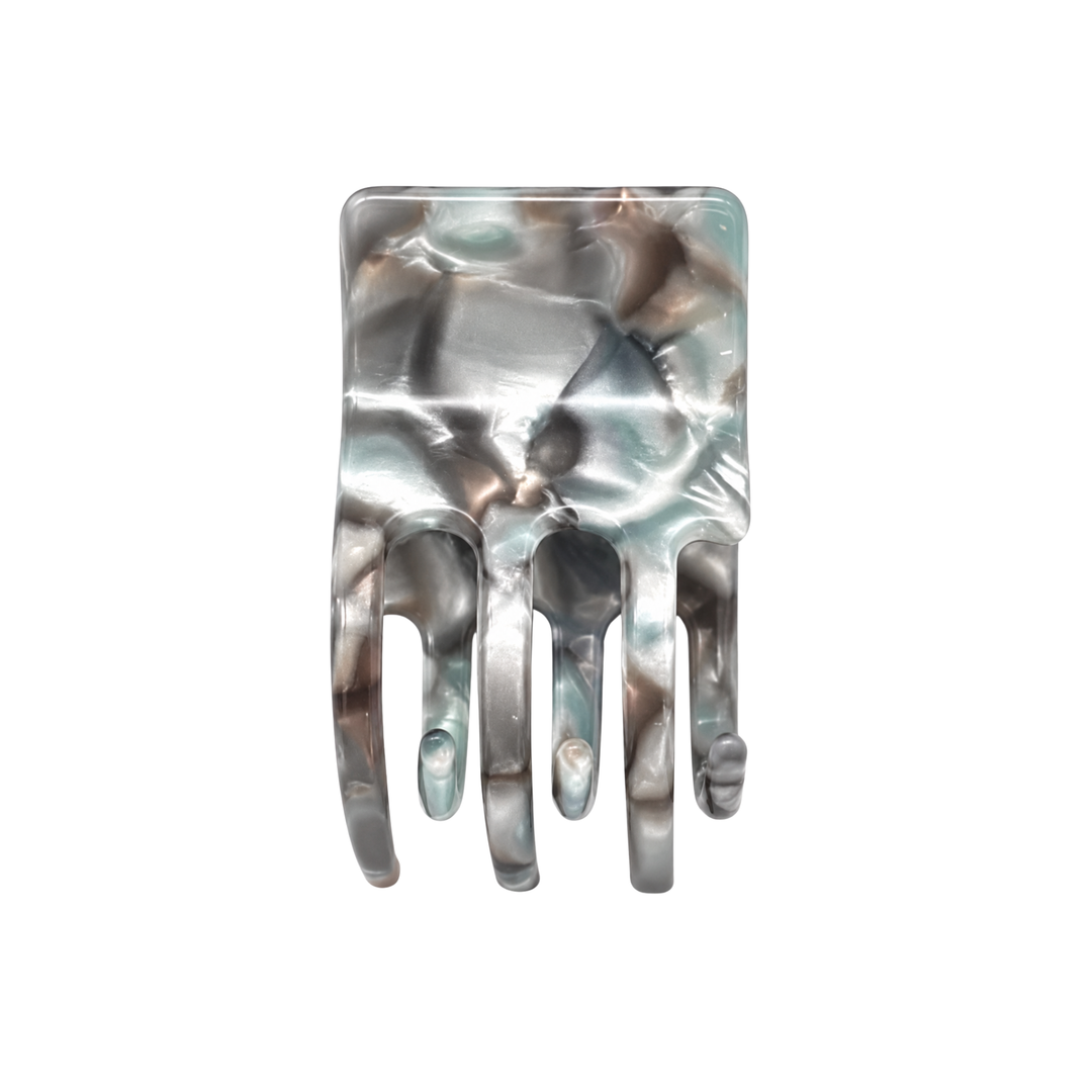 WS Cellulose Acetate Square Hair Claw Marble - Silver