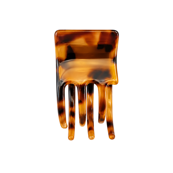 WS Cellulose Acetate Square Hair Claw Tortoise - Classic Brown