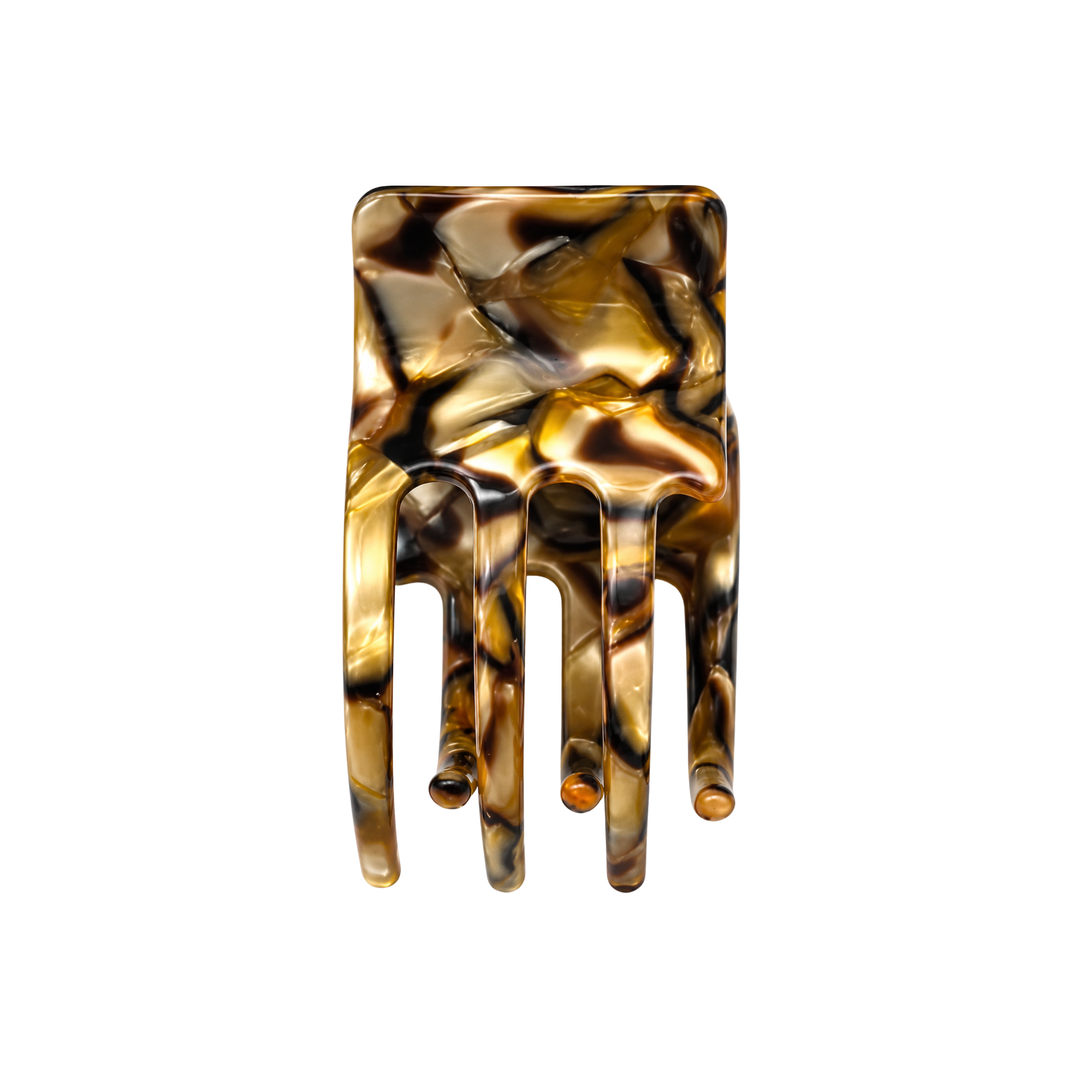 WS Cellulose Acetate Square Hair Claw Marble - Gold