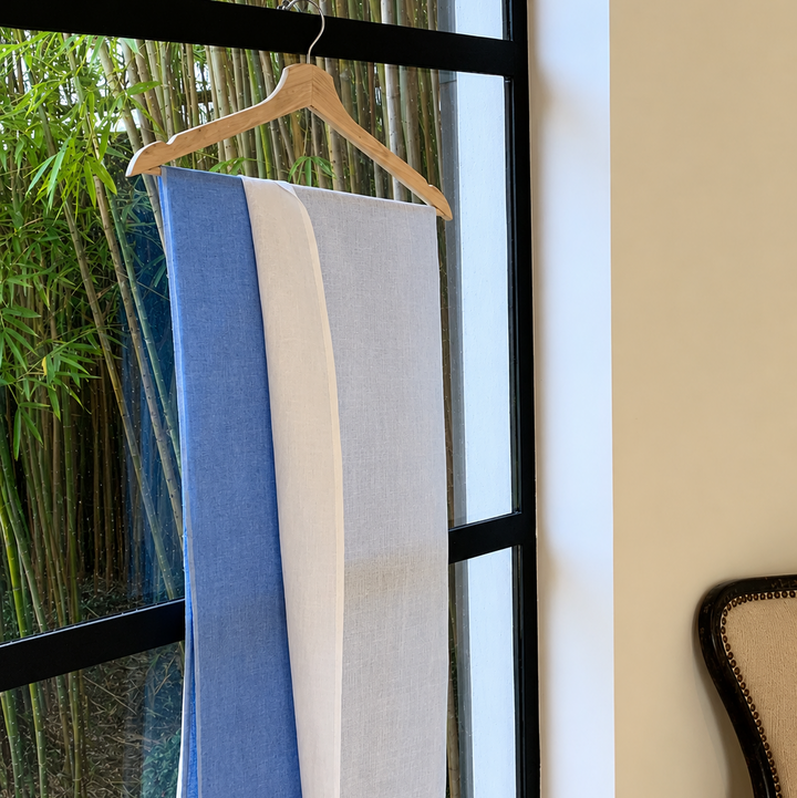 WS Linen Handwoven Ombre Scarf - Cerulean Blue/White - Image 2