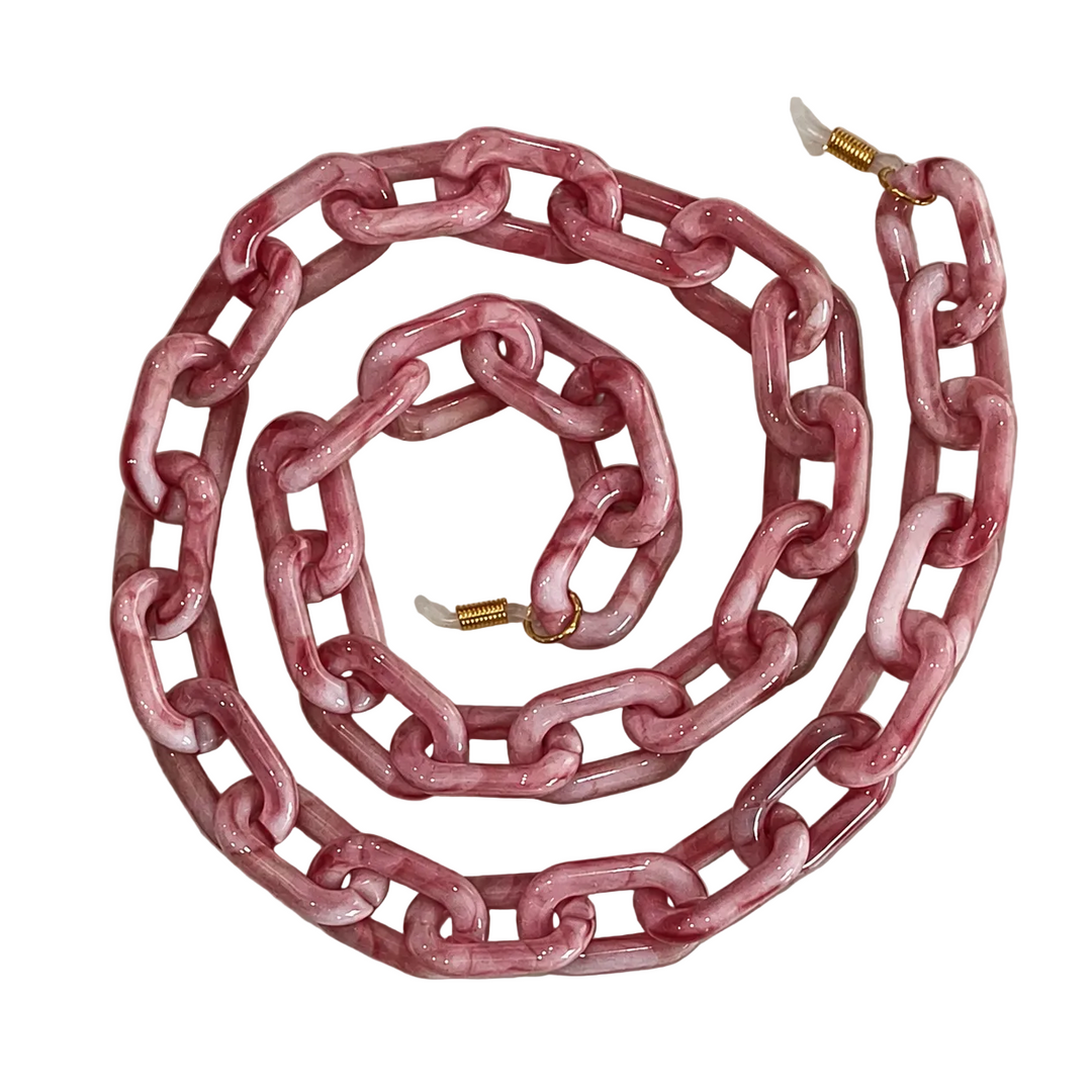 WS Glasses / Sunglasses Chain Oversized Retro - Magenta - Image 1