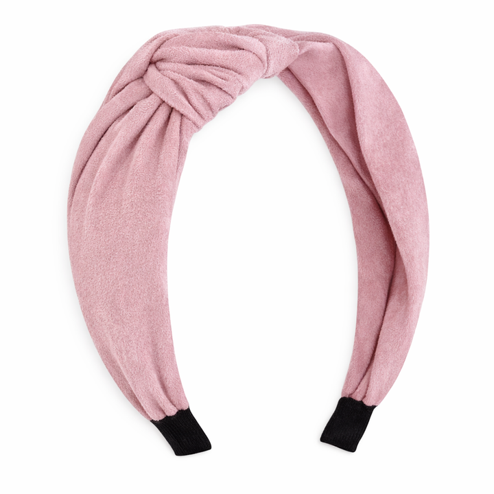 Knotted Vegan Suede Headband- Pink