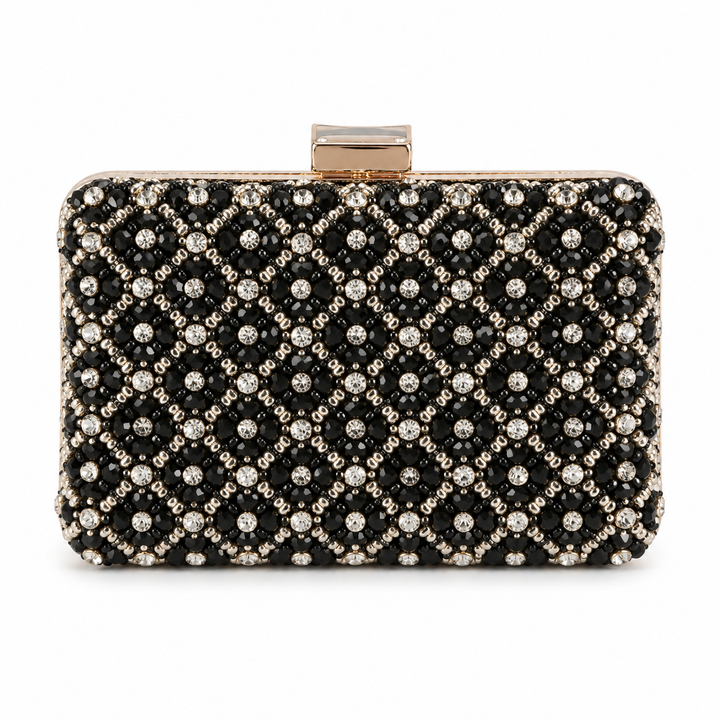 Noir Pearl Lattice Clutch