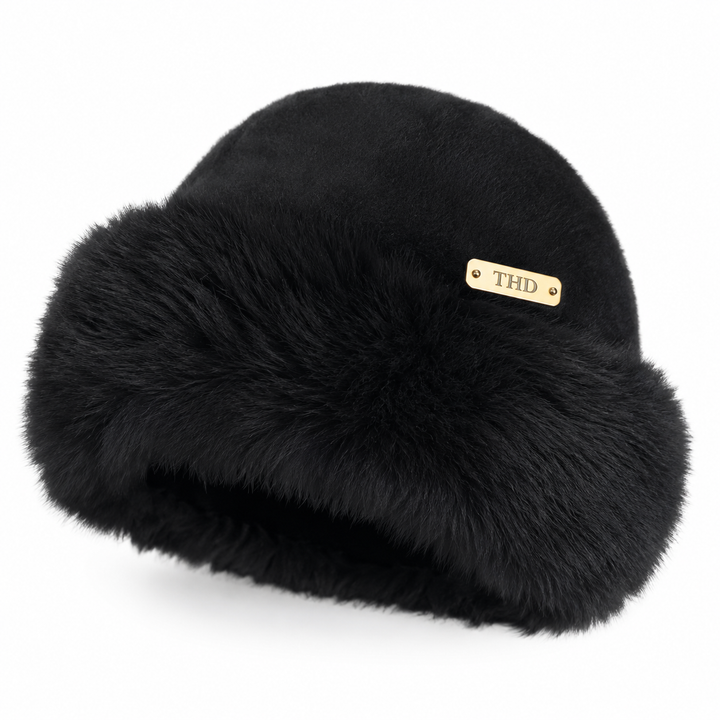 Faux Fur Peruvian Hat -  Black