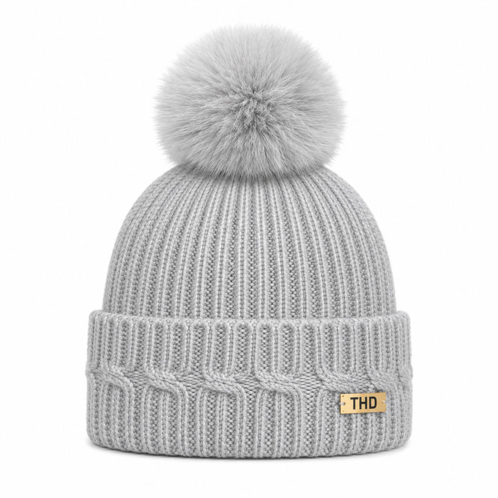 60 % Angora Beanie &- Grey & Luxe Pom pom
