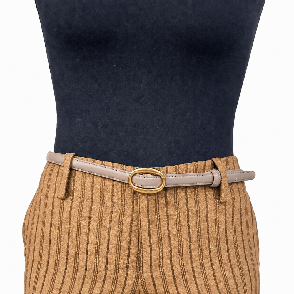 WS Chicago Leather Belt Gold 1.4cm - Nude - Image 1
