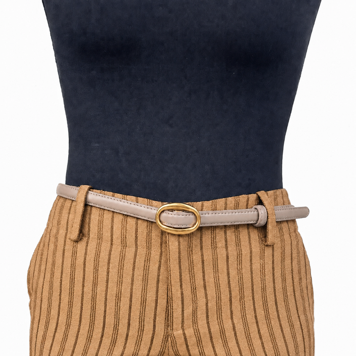 WS Chicago Leather Belt Gold 1.4cm - Nude - Image 1